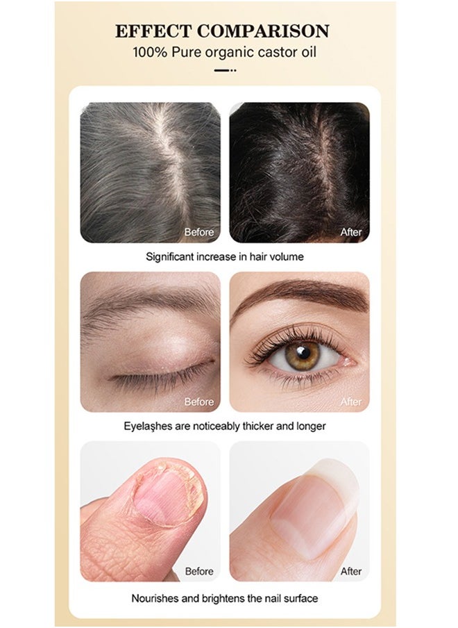 MOOYAM - Castor Oil Certified Organic, Eyelash Growth Liquid 60ml, Organic Castor Oil, Hair Growth, Stimulate Growth for Eyelashes, Eyebrows, Hair, Make Eyelashes Thickness and Strong, Suitable for All Hair, Eyelash Growth Kit - Image 1