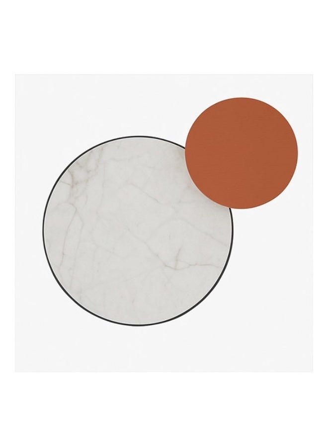 YI ONE Corner Table – Round White Marble Top with Reddish-brown top Black Metal Legs, Modern Side Table for Living Room, Sofa Corner & Home Décor Stand - Image 4