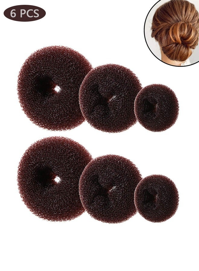 Donut Hair Bun Maker 6 Pieces,Ring Style Bun Maker Set with Hair Bun Makers (2 large, 2 medium and 2 small), Dark Brown - Image 1