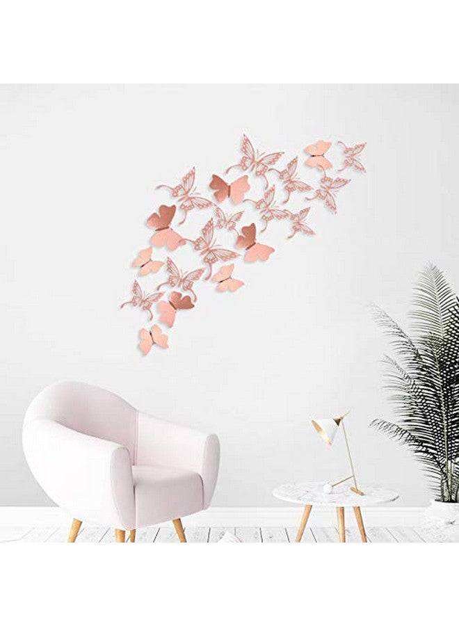 pinkblume Rose Gold Butterfly 3D Wall Decals Stickers DIY Removable Decorative Metallic Paper Swallowtail Butterflies for Home Decorations Kids Room Living Room Nursery Bedroom Showcase Decor(48PCS) - Image 4