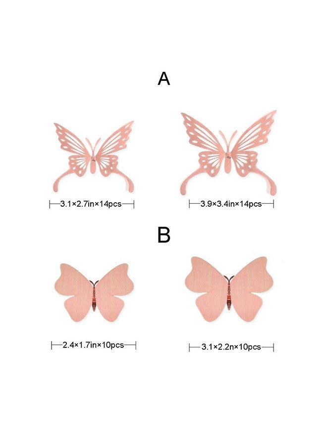 pinkblume Rose Gold Butterfly 3D Wall Decals Stickers DIY Removable Decorative Metallic Paper Swallowtail Butterflies for Home Decorations Kids Room Living Room Nursery Bedroom Showcase Decor(48PCS) - Image 2
