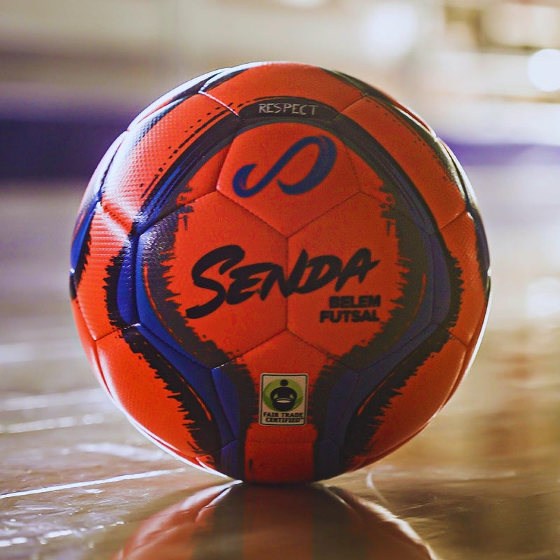 Senda Belem Training Futsal Ball, Fair Trade Certified, Orange/Blue/Grey/Black, Size 4 (Ages 13 & Up) - Image 5