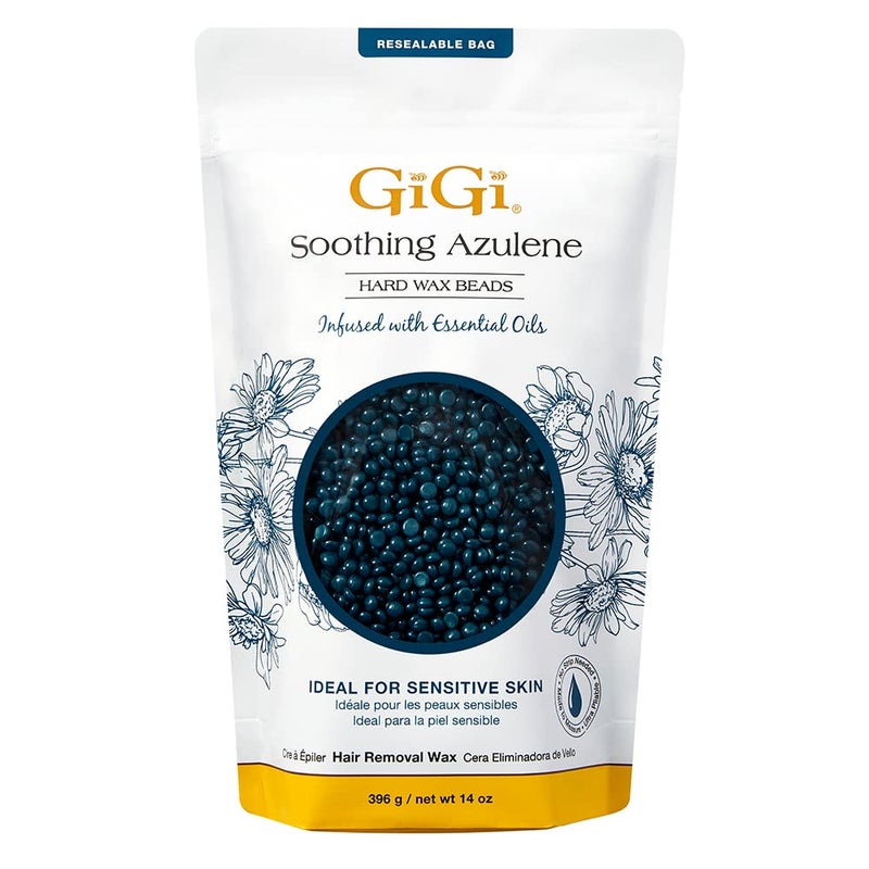 GiGi Hard Wax Beads Soothing Azulene Hair Removal Wax for Sensitive Skin 14 oz