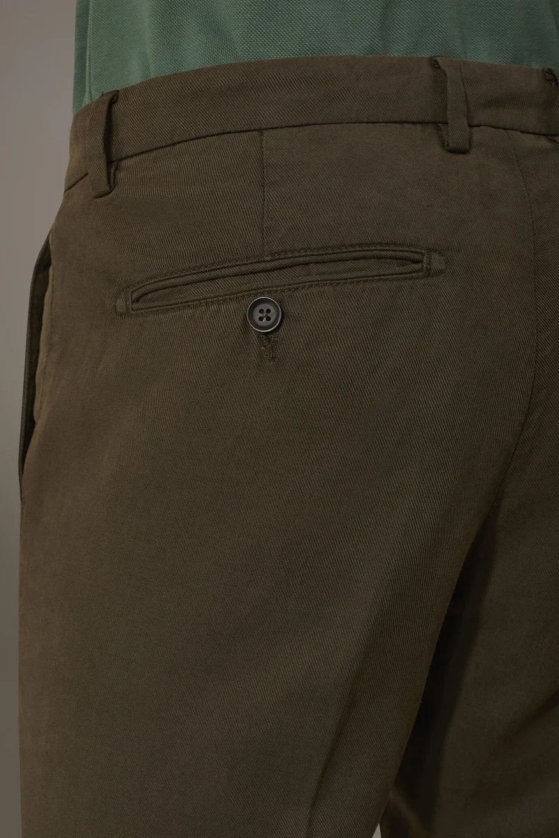 دوبل غانغر Linen blend chino trousers - Military