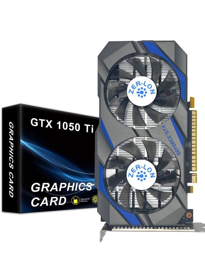 ZER-LON GeForce GTX 1050 Ti Gaming Graphics Card, 4GB GDDR5 128bit 1291MHz DP HDMI DVI-Output GPU, PCI Express 3.0 Support Up to 4K Video Card for Office and PC Gaming - Image 1