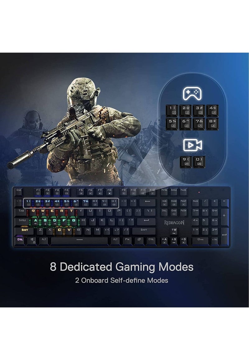 Redragon K608 VALHEIM Rainbow Gaming Mechanical Keyboard – Full 104 Red Switches – Full NKRO |  AR / ENG layout