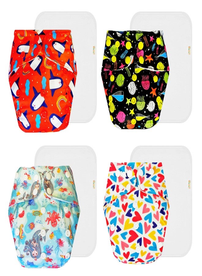 حفاضات دمبلدو القماشية الممتازة مع حشوة قطنية (عبوة من 4) | شعور بالجفاف والراحة | قابلة لإعادة الاستخدام والغسل | سريعة الجفاف | ضرورية للاستخدام اليومي | من 3 أشهر إلى 3 سنوات | للجنسين - Image 1