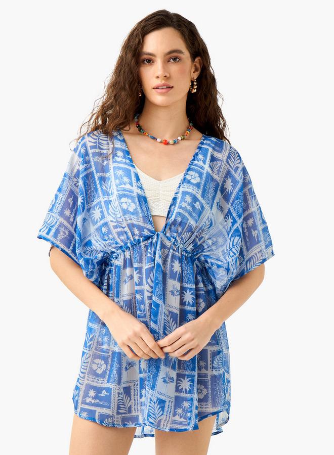 سبلاش فيڤ كفر أب بطبعة زهور مع تفاصيل ربط - Image 1