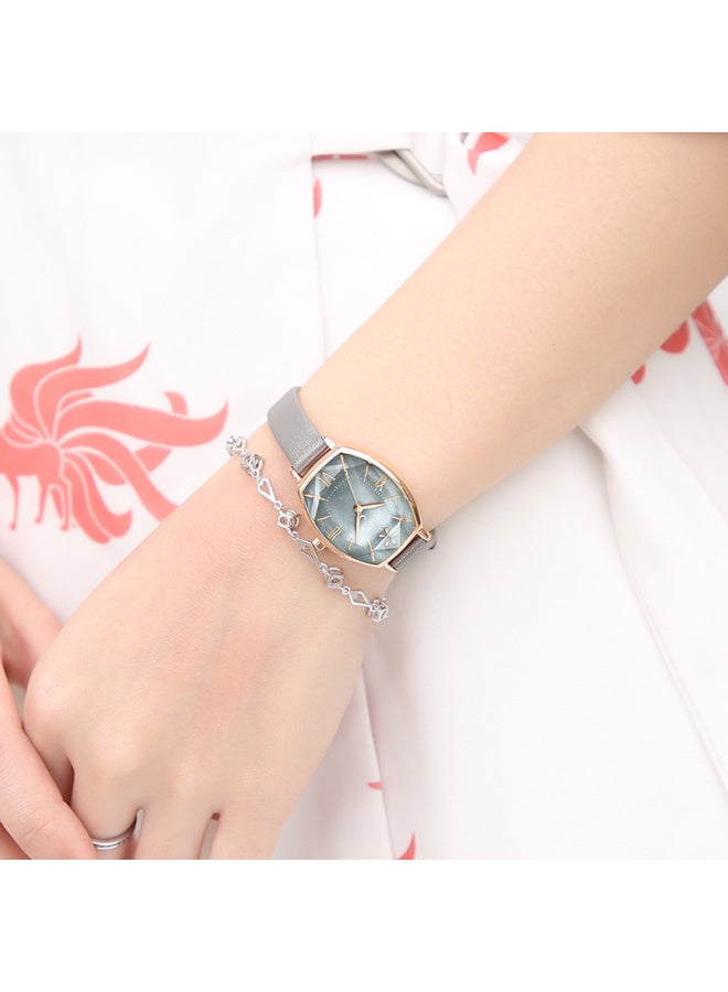 Julius Women'S Fashion Korean Style Trendy Deep Blue Student Leather Strap Quartz Ladies Watch Literary Grey Ja-920D - Image 2