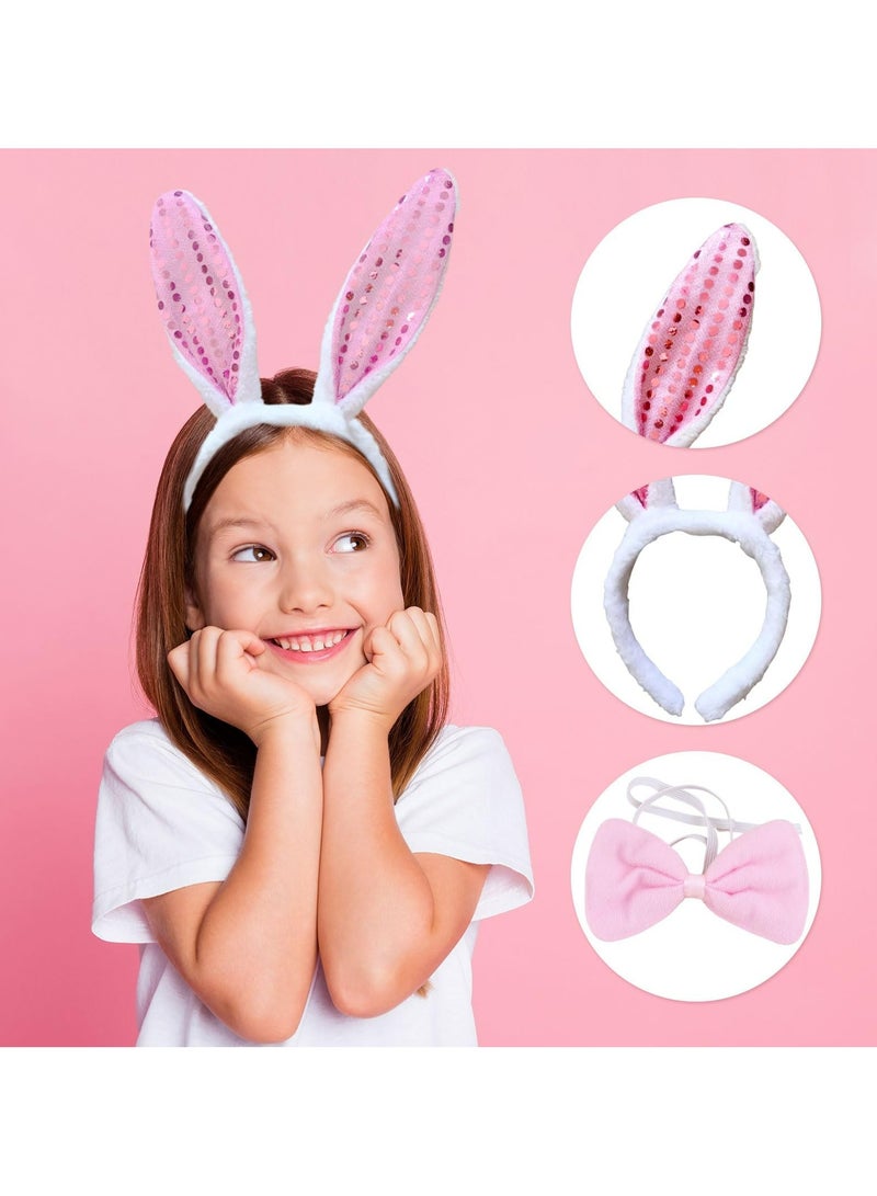CMGTYYD 4 Pieces Kids Bunny Costume Pink Rabbit Dress Up Outfit with Bunny Ears Headband Animal Costume Set Cosplay Birthday Party Carnival Christmas Halloween Party Supplies - Image 2