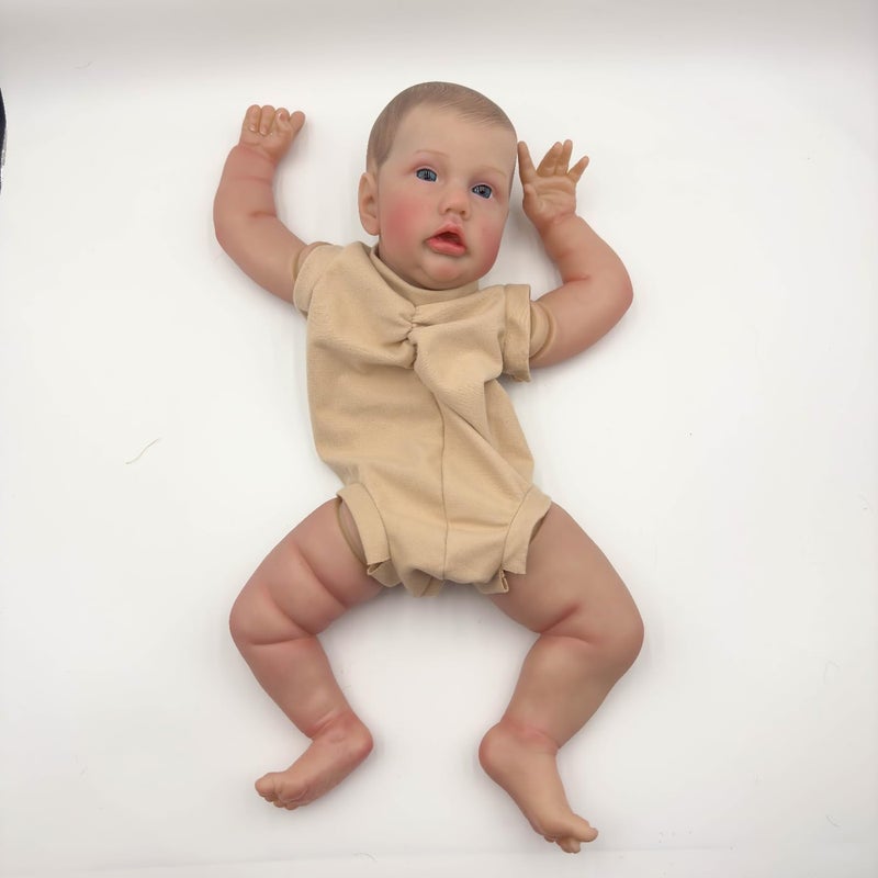 Wamdoll 24Inch Awake Painted Hair Lifelike Unfinished Reborn Doll Kit - Realistic Newborn Doll Parts with Many Details and Veins - Image 4
