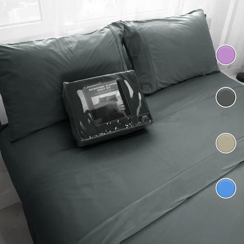 Ramesses Deep Pocket Flannel Sheet Set- Luxury Brushed Microfiber- Super Soft and Warm 4-Piece Flannel Bed Sheets-Shrinkage and Fade Resistant - Easy Care.(Charcoal, Queen)… - Image 2