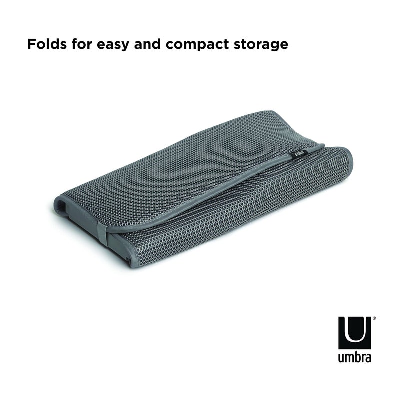 Umbra Udry Dish Rack and Microfiber Drying Mat – Space-Saving Design Folds Up for Easy Storage, Mini Rack, Gray - Image 5