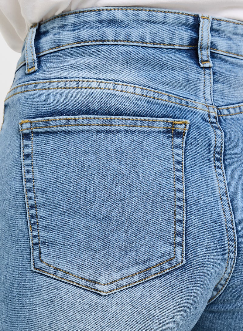 Ginger High Waist Denim Shorts With Frayed Hem  - Image 5