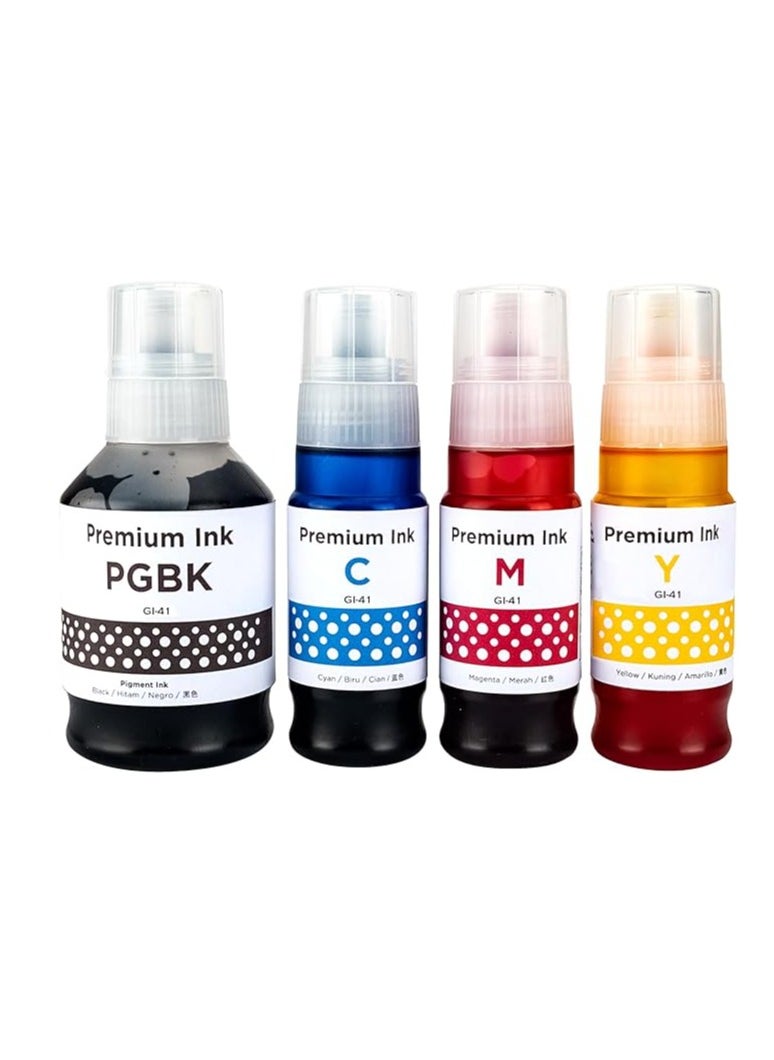Terabyte G1420/G2420/G2460/G3420/G3460 (GI-41 ink set 4-Pack (PigmentBlack Cyan Magenta Yellow) GI 41 Compatible for CANON PIXMA G1420/G2420/G2460/G3420/G3460  - Image 1
