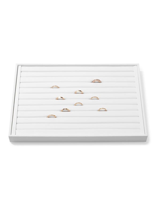Papten PU Leather Jewelery Trays Ring Earrings Studs Tray Showcase Display Jewelry Organizer(White) - Image 1