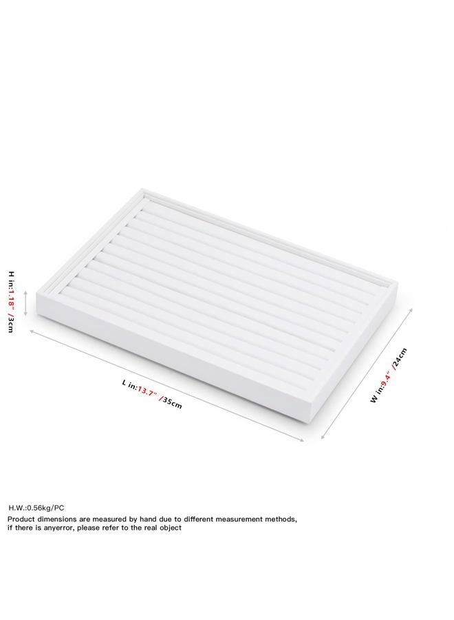 Papten PU Leather Jewelery Trays Ring Earrings Studs Tray Showcase Display Jewelry Organizer(White) - Image 3