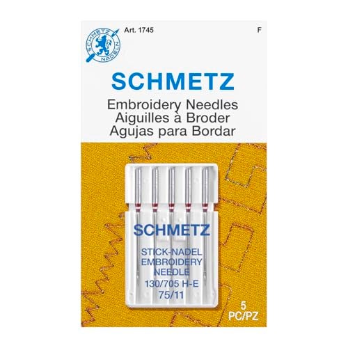 SCHMETZ Embroidery Sewing Machine Needles - Precision Needles, Size 75/11, 5-Needle Cards, Pack of 1 - Image 1