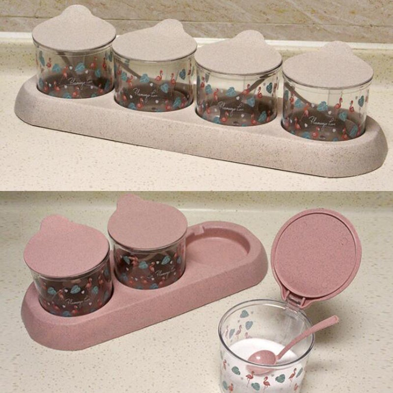 1 Set of Spice Jar Set Clear Seasoning Jars Household Condiment Pot Kitchen Seasoning Boxes Beige - Image 5