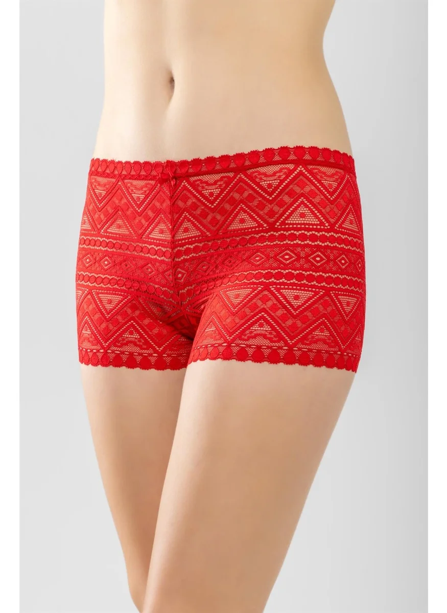 Baykar Lace Women's Boxer Shorts Red