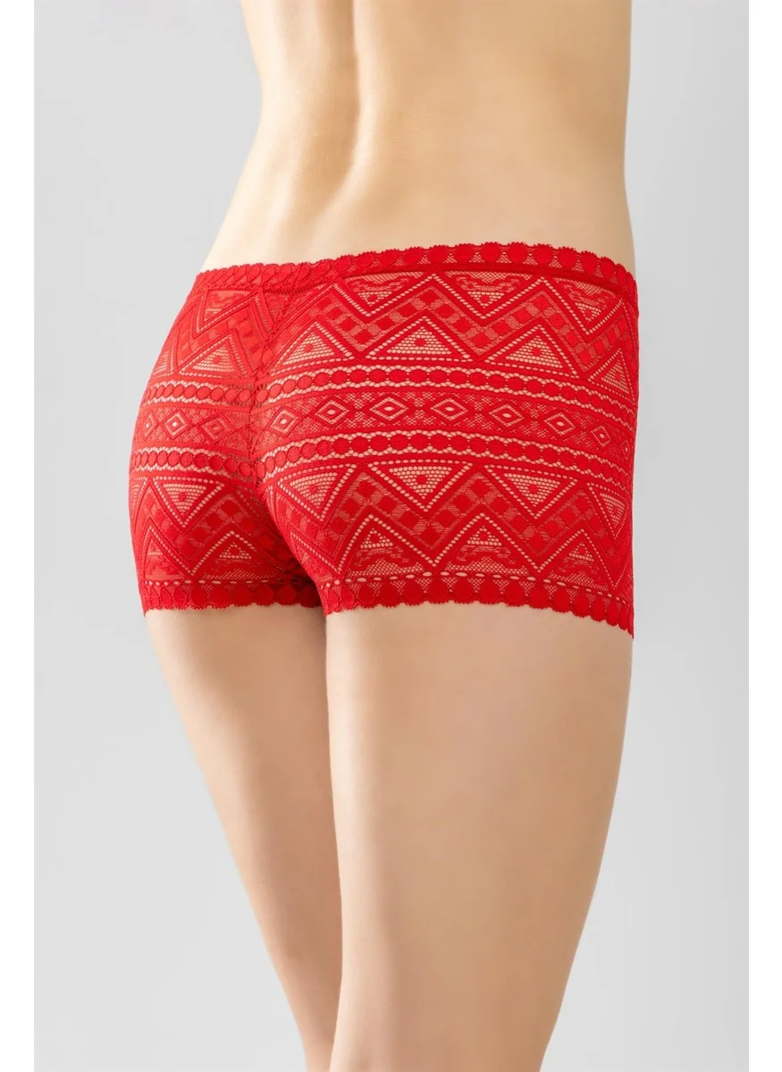 Baykar Lace Women's Boxer Shorts Red