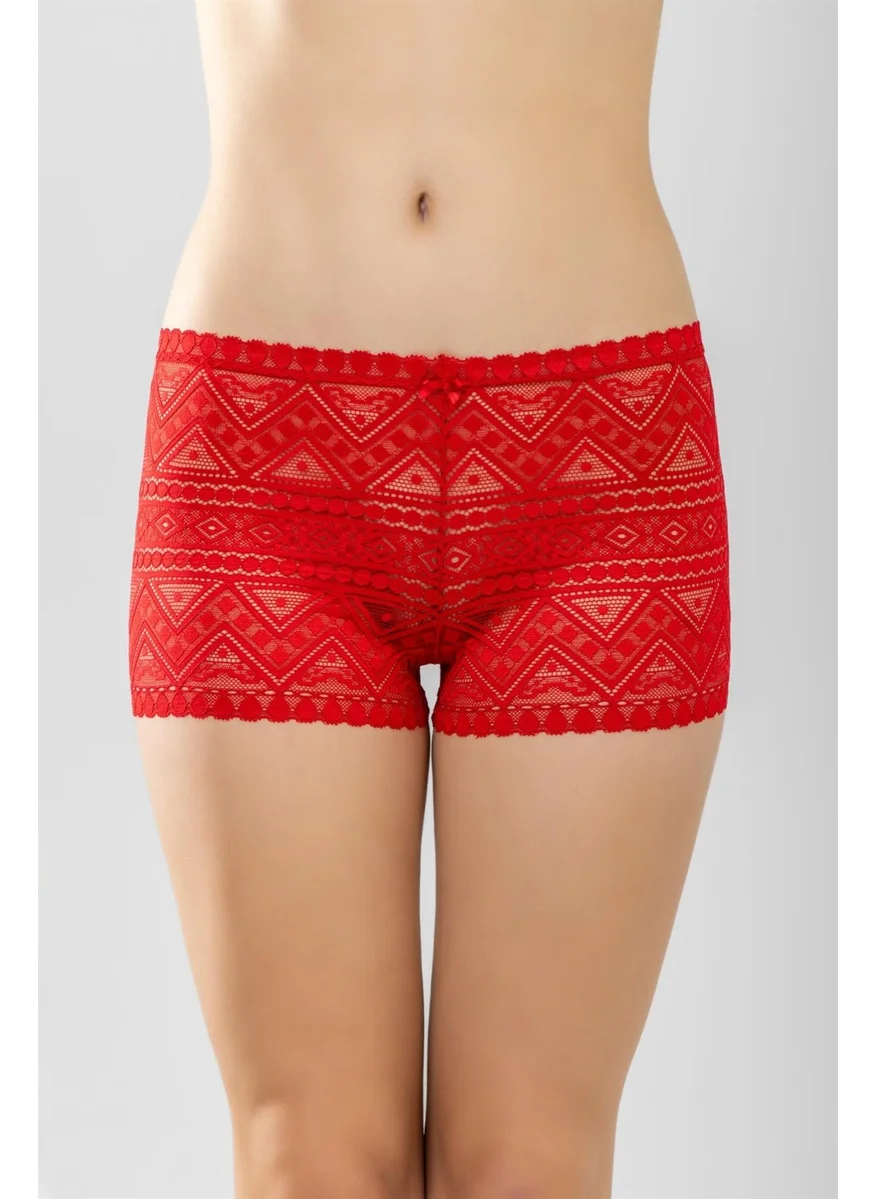 Baykar Lace Women's Boxer Shorts Red