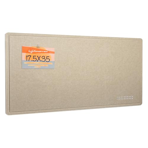 Lightomorrow Bulletin Board, 35 x 17 1/2 inches Felt Board - Decorative Pin Board, Cork Board Alternative for Wall, Foldable Self-Adhesive Vision Board Prayer Board with 20 Pushpins Beige Brown - Image 1