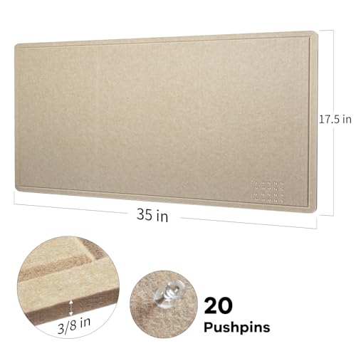 Lightomorrow Bulletin Board, 35 x 17 1/2 inches Felt Board - Decorative Pin Board, Cork Board Alternative for Wall, Foldable Self-Adhesive Vision Board Prayer Board with 20 Pushpins Beige Brown - Image 5
