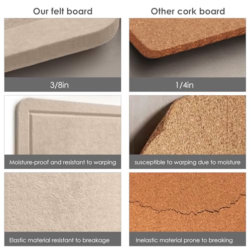Lightomorrow Bulletin Board, 35 x 17 1/2 inches Felt Board - Decorative Pin Board, Cork Board Alternative for Wall, Foldable Self-Adhesive Vision Board Prayer Board with 20 Pushpins Beige Brown - Image 4