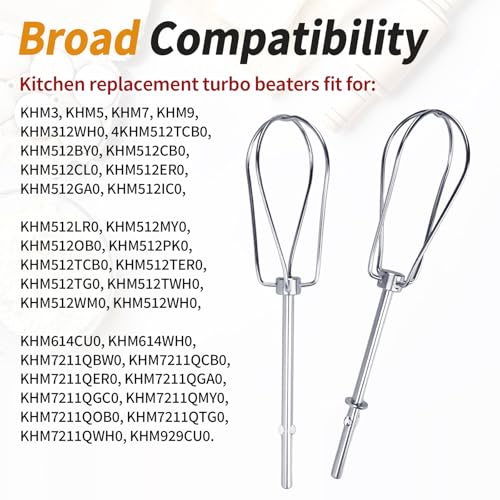 Dfnidy W10490648 Beaters Attachments for KitchenAid Hand Mixer, Stainless Steel Turbo Beaters Compatible with KitchenAid Mixer Replacement KHM2B AP5644233 PS4082859 Parts (2 Pack) - Image 4