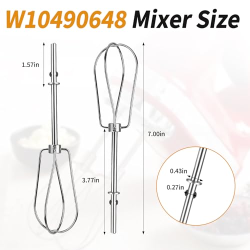 Dfnidy W10490648 Beaters Attachments for KitchenAid Hand Mixer, Stainless Steel Turbo Beaters Compatible with KitchenAid Mixer Replacement KHM2B AP5644233 PS4082859 Parts (2 Pack) - Image 5
