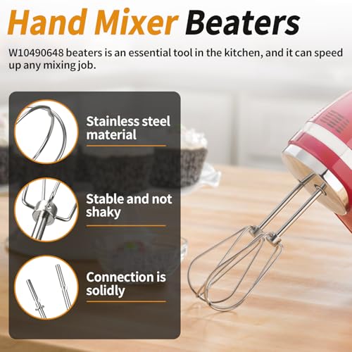 Dfnidy W10490648 Beaters Attachments for KitchenAid Hand Mixer, Stainless Steel Turbo Beaters Compatible with KitchenAid Mixer Replacement KHM2B AP5644233 PS4082859 Parts (2 Pack) - Image 3