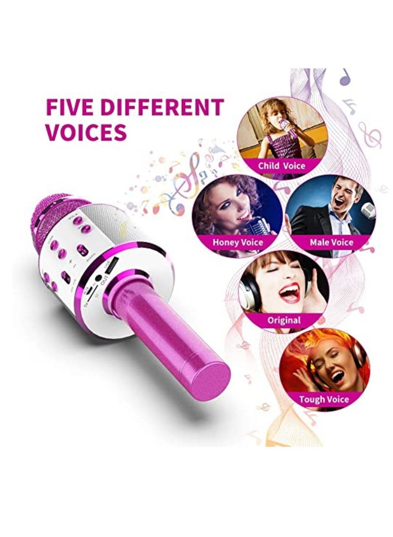 Yuwell Wireless Bluetooth Karaoke Microphone, 3-in-1 Portable Handheld Mic Speaker for All Smartphones Gifts For Girls Kids Wireless Speaker With Microphone WS-858 Pink  - Image 2