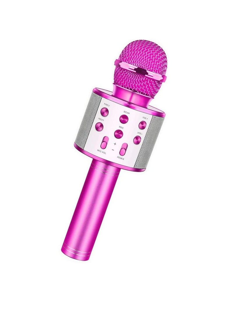 Yuwell Wireless Bluetooth Karaoke Microphone, 3-in-1 Portable Handheld Mic Speaker for All Smartphones Gifts For Girls Kids Wireless Speaker With Microphone WS-858 Pink  - Image 1