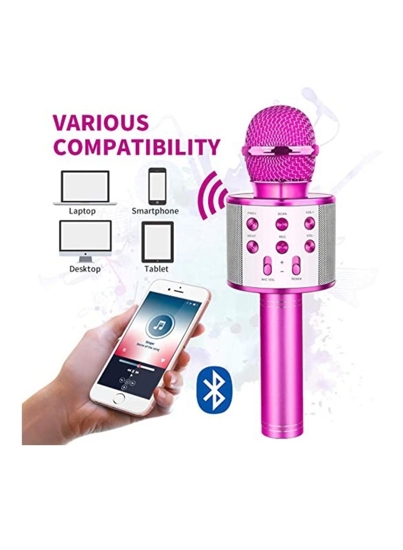 Yuwell Wireless Bluetooth Karaoke Microphone, 3-in-1 Portable Handheld Mic Speaker for All Smartphones Gifts For Girls Kids Wireless Speaker With Microphone WS-858 Pink  - Image 4