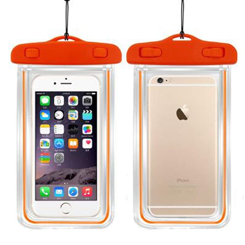 Speeqo Virus Protection rain Pouch Waterproof Plastic Mobile Cover Use with All Android and iPhone Models, Colour May Vary (Multicolour) (Orange) - Image 1