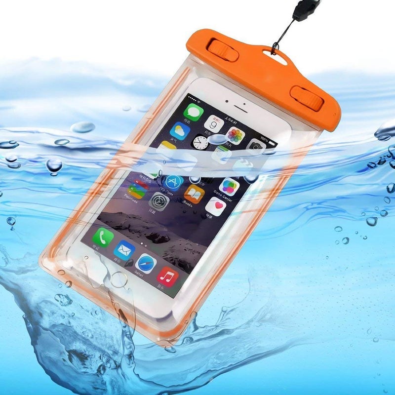 Speeqo Virus Protection rain Pouch Waterproof Plastic Mobile Cover Use with All Android and iPhone Models, Colour May Vary (Multicolour) (Orange) - Image 2