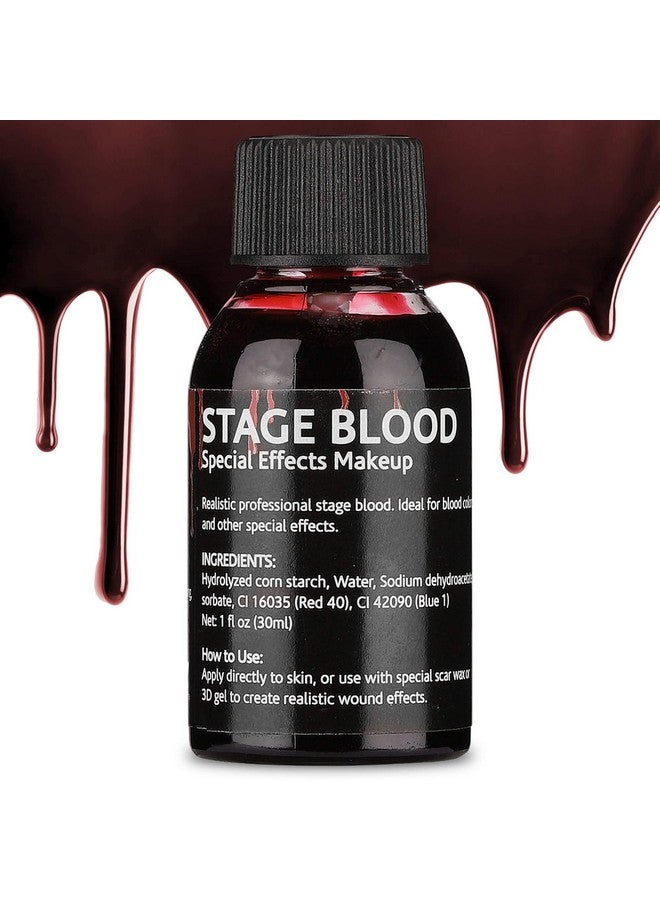 DELISOUL Stage Blood 1 Fl Oz(30Ml),Ultra-Realistic Fake Blood,Halloween Cosplay Special Effect Wound Fx Blood For Theater,Costume Maleup,Zombie,Vampire,Monster Sfx Makeup,Drips & Never Dries,Dark - Image 1