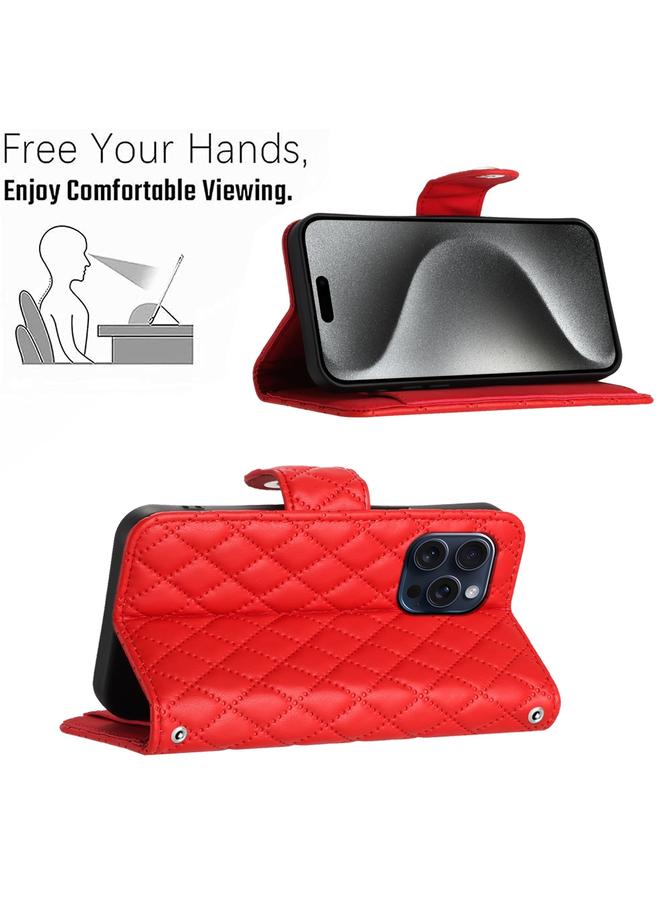 اس-توب جراب هاتف iPhone 13 Pro مصنوع من الجلد بتصميم معيني مع حبل تعليق - Image 4