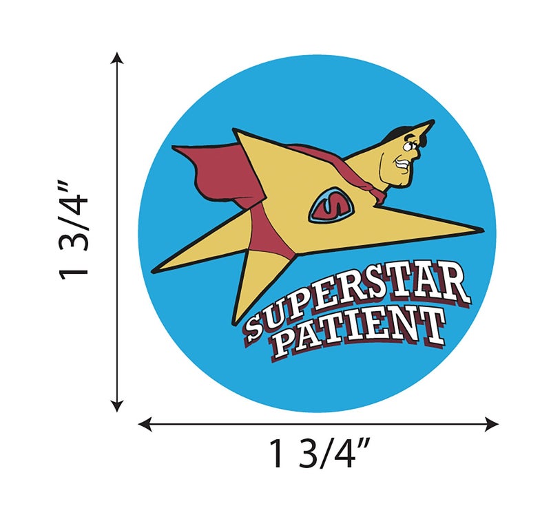 Tabbies Children's Sticker 1-3/7" Circle, 'Superstar Patient' Dark Blue with A Star, 100 Stickers/Roll, Healthcare (20006) - Image 2