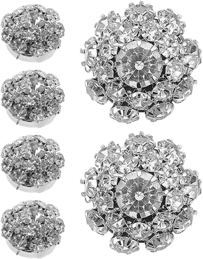 MAGICLULU 6pcs Rhinestone Button Covers Clip-on, Detachable Embellished Shirt Collar and Dress Shirt Button Jewelry for Women’s Clothing DIY Decoration - Image 1