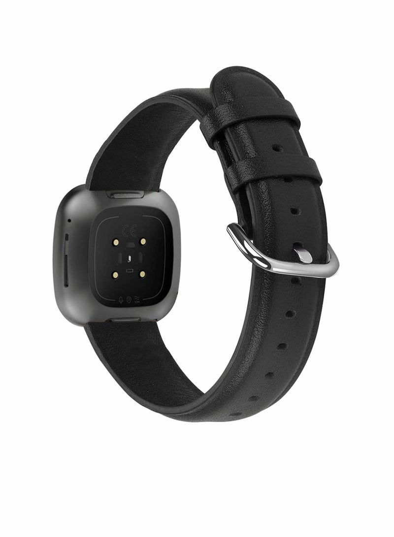 KASTWAVE Soft Genuine Leather Watch Straps Compatible for Fitbit Sense / for Versa 3 Smartwatch Band - Image 2