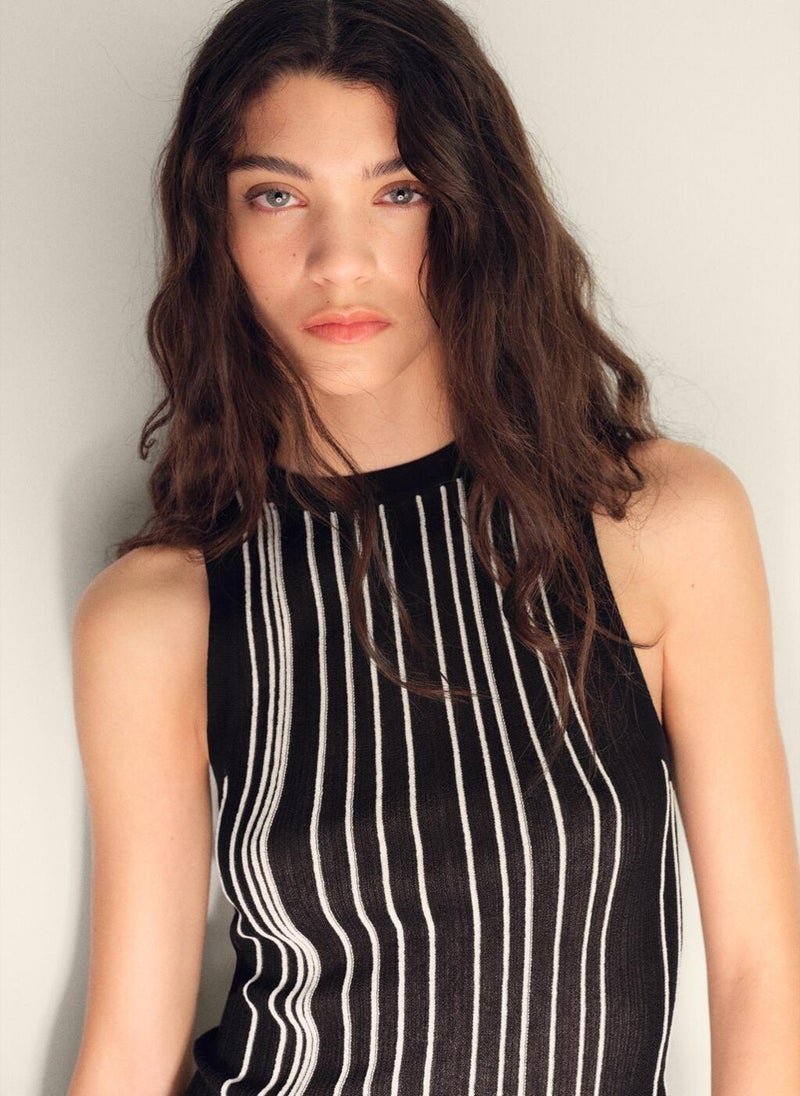 MANGO Striped Halter-Neck Knitted Top  - Image 3