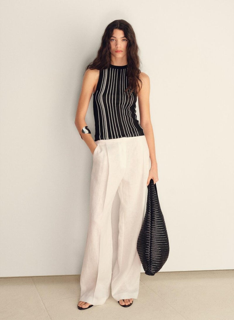 MANGO Striped Halter-Neck Knitted Top  - Image 4
