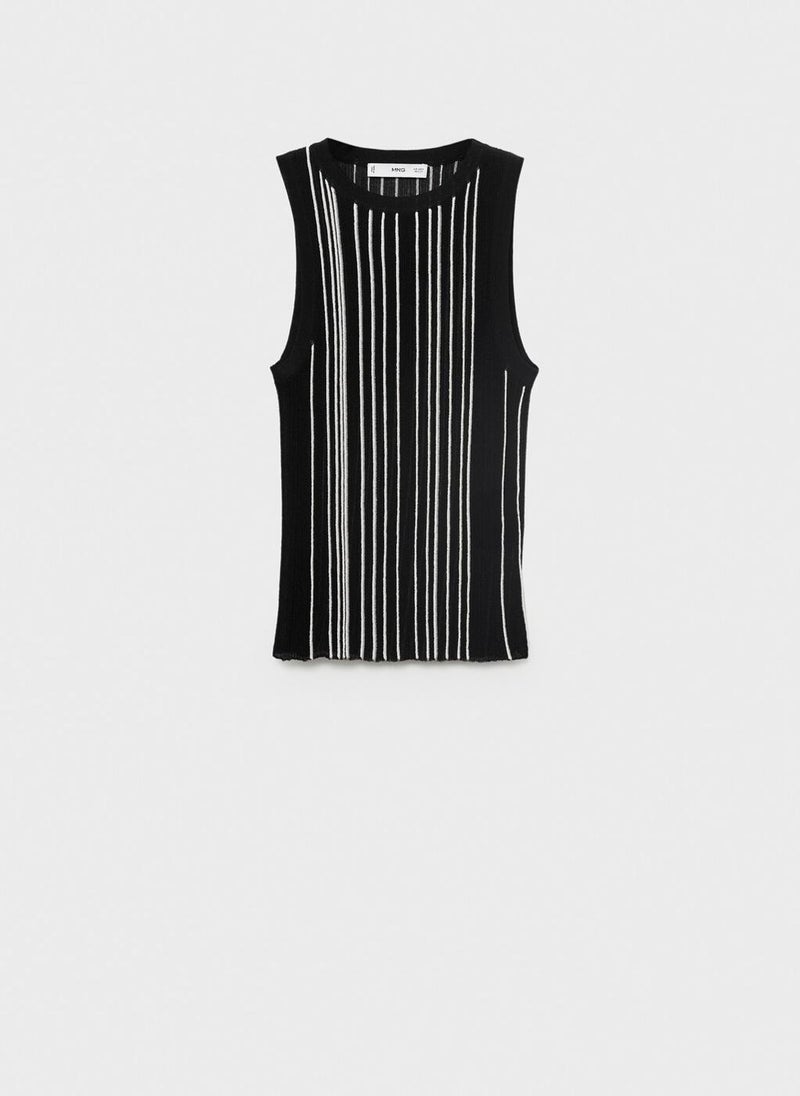MANGO Striped Halter-Neck Knitted Top  - Image 5