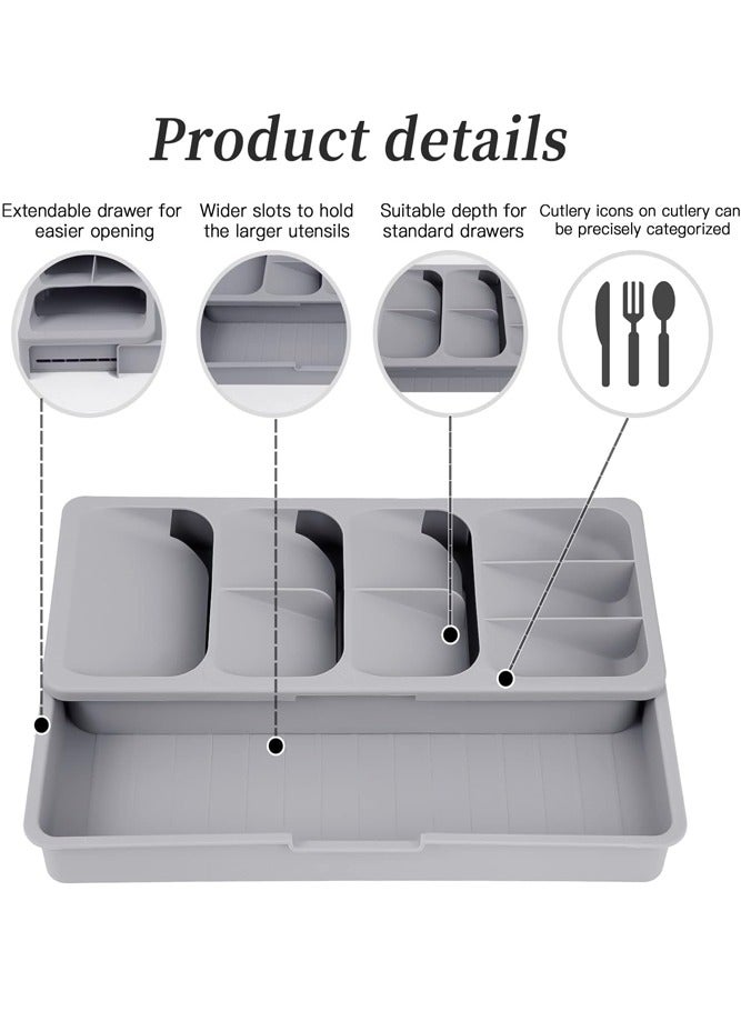 AMERTEER Expandable Kitchen Drawer Organizer Tray – Cutlery & Utensil Storage for Cabinets - Image 3