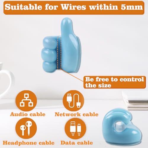 Deftomo 36 Pcs Pencil Holder for Desk Kids, Self Adhesive Adhesive Cable Clips, Silicone Thumbs Up Outdoor Command Hooks for Cords, Wall, Keys - Image 3