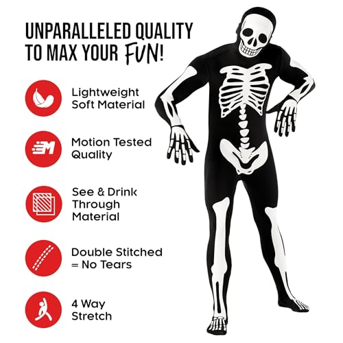 Morphsuits mens Glow Skeleton Morphsuit Fancy Dress adult sized costumes, Glow Skeleton, Large US (MPSGL) - Image 2