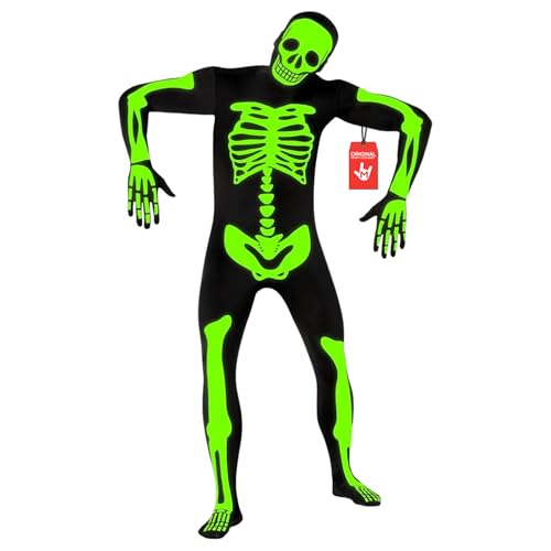 Morphsuits mens Glow Skeleton Morphsuit Fancy Dress adult sized costumes, Glow Skeleton, Large US (MPSGL) - Image 1
