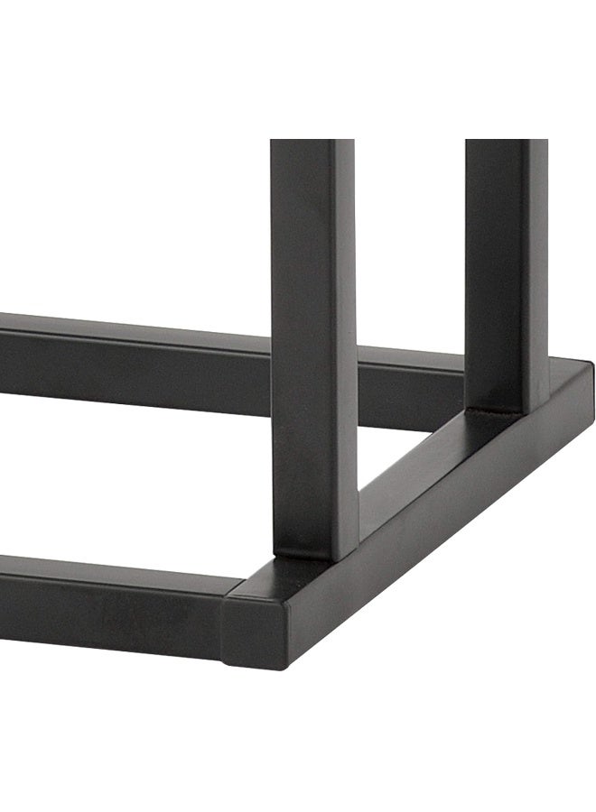 MyGift 33 Inch 3 Tiers Free Standing Towel Stand Holder - Black Chrome Plated Metal Bath Towel Rack With Bamboo Wood Bar For Hand Towel Storage  - Image 3